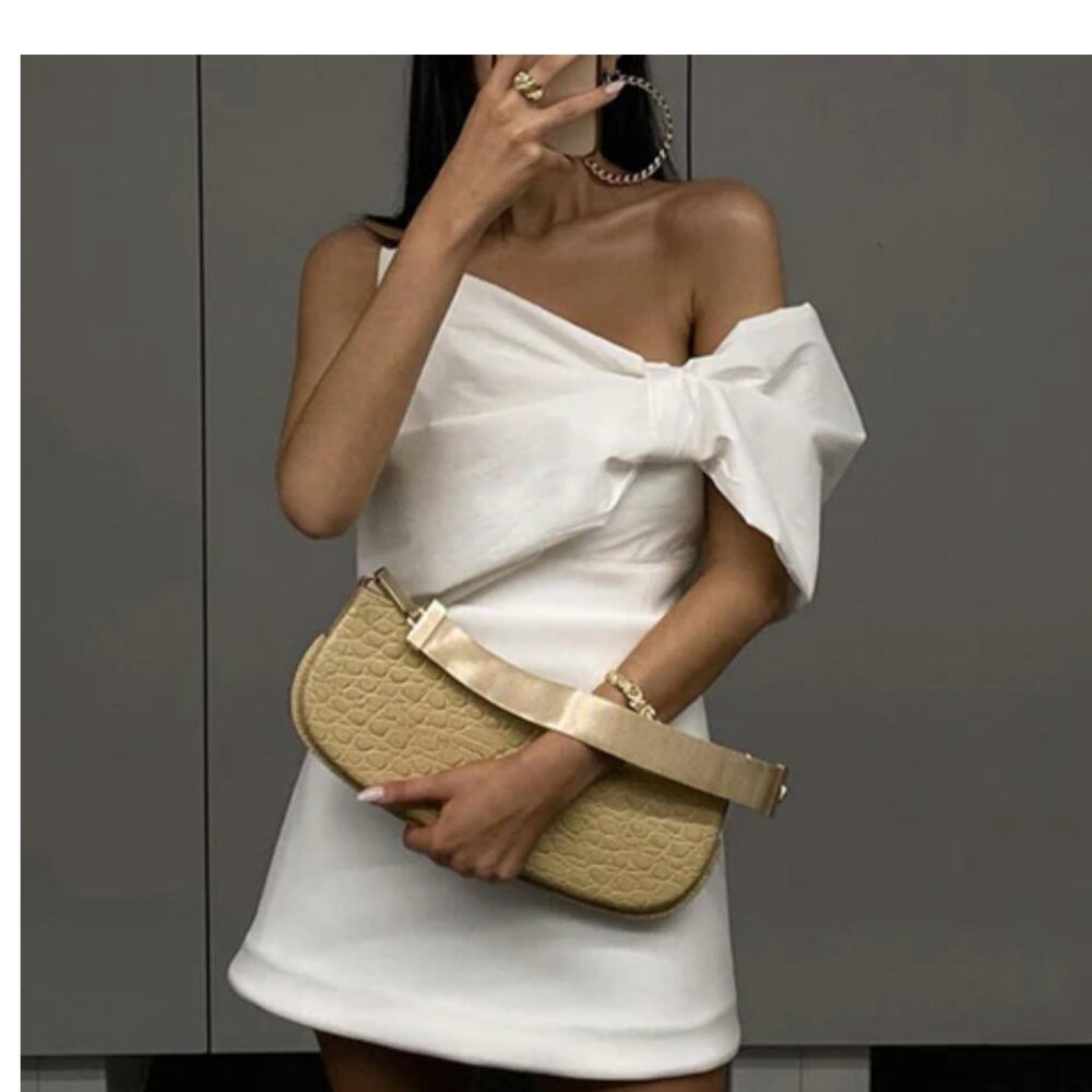 I The Label GIKIA Bow Off-Shoulder Mini Dress